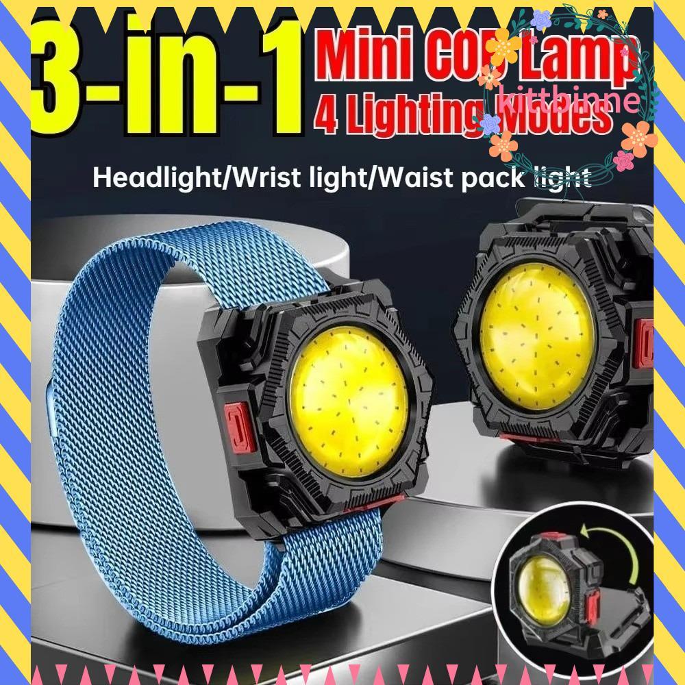 KITTBINNE823 หมวกกันน็อคไฟ LED, ไฟยึด 3-in-1 NVG อเนกประสงค์, แบบพกพา Type-C ชาร์จแถบคาดศีรษะปรับได้