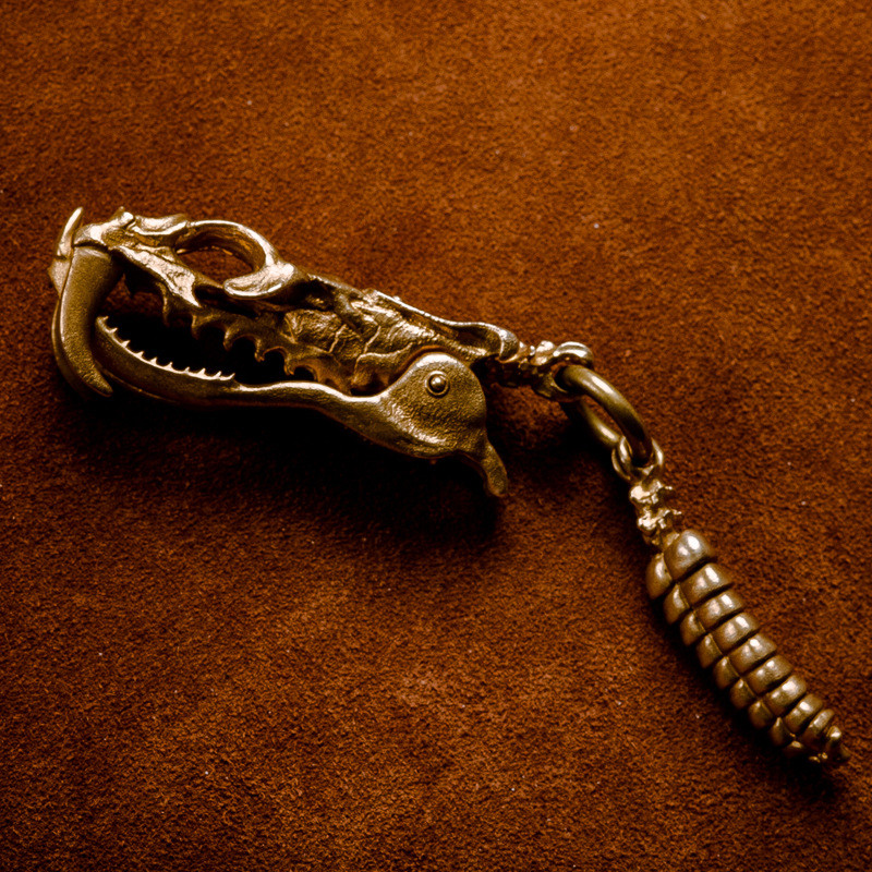 Original ทองเหลือง Skull Sidewinder หางพวงกุญแจ Retro จี้ Kuitou โลหะอุปกรณ์เสริมของขวัญเครื่องประดับ 2026/03.07