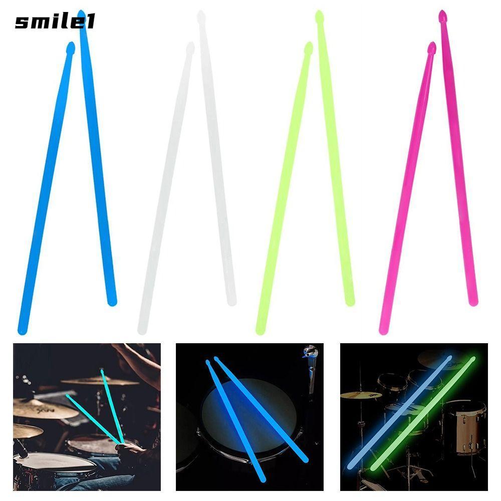 SMILE Drum Sticks, Luminous 5A Luminous Drumsticks, Night Light Glow Drum Sticks เครื่องดนตรีไนลอนเร