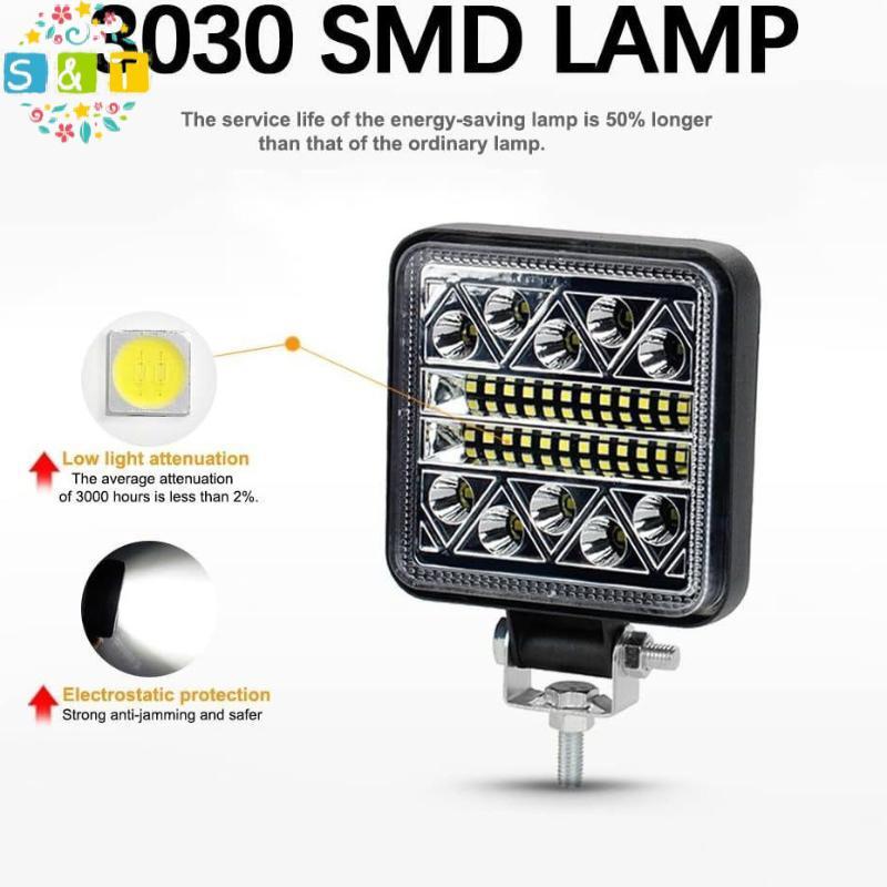 [S&T] 1 ชิ้น 72 W/102 W Lightbar Spotlight Offroad LED Work Light Bar 3030 LED 34SMD Square สําหรับร