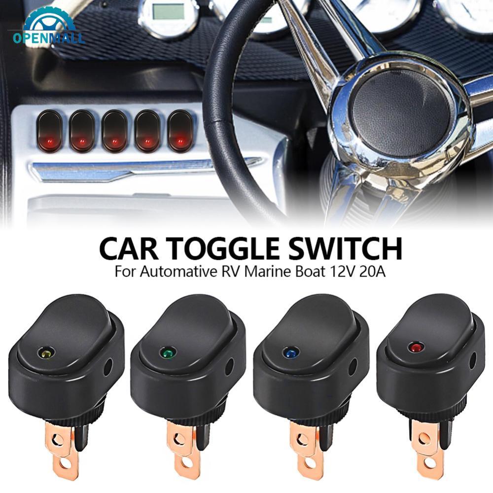 OPENMALL 5 ชิ้นสวิตช์สลับรถยนต์รูปไข่สวิตช์โยก 3 ขาไฟ LED เปิดปิดสําหรับ Automative RV Marine เรือ 1