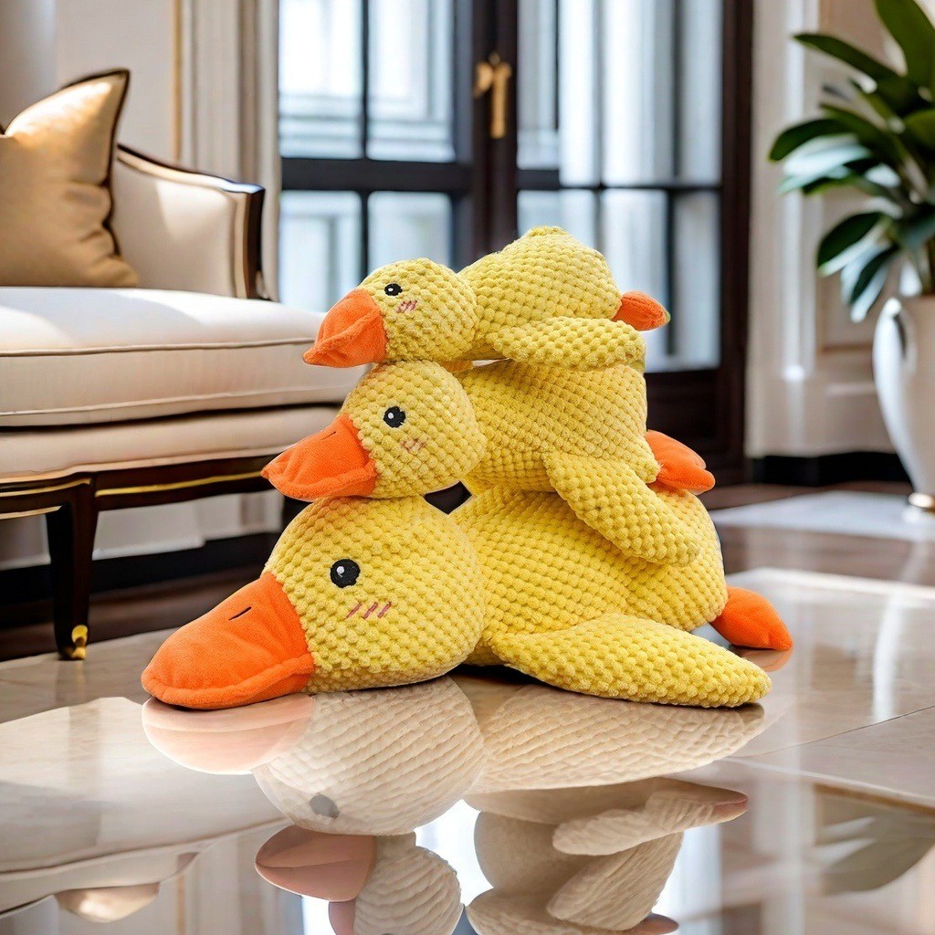 Popular pet plush toy, sleeping companion, squeaking yellow duck, sound-making, chew-resistant dog t
