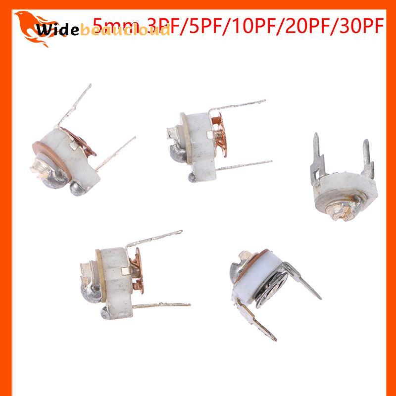 Widebeaucloud 5PCS 5 มม.เซรามิคTrimmer CapacitปรับCapacitor TrimmerตัวแปรเซรามิคCapacitor 3PF 5PF 10