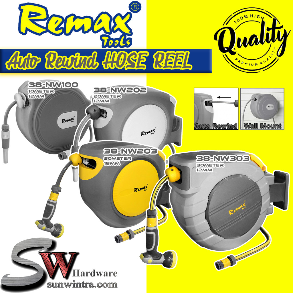 REMAX Auto Rewind Hose Reel Series – 10m, 20m & 30m High-Pressure & Heavy-Duty NW100 NW202 NW203 NW3