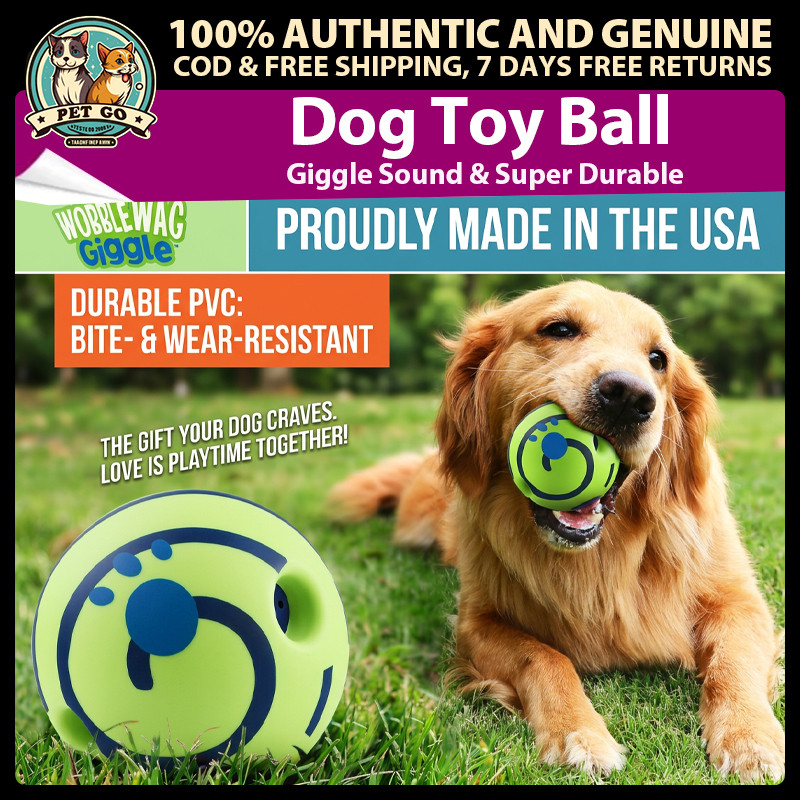 WOBBLE WAG Giggle Ball - Interactive Self-Play ของเล่นสําหรับสุนัข Giggle Sound & Glow in Dark PVC B