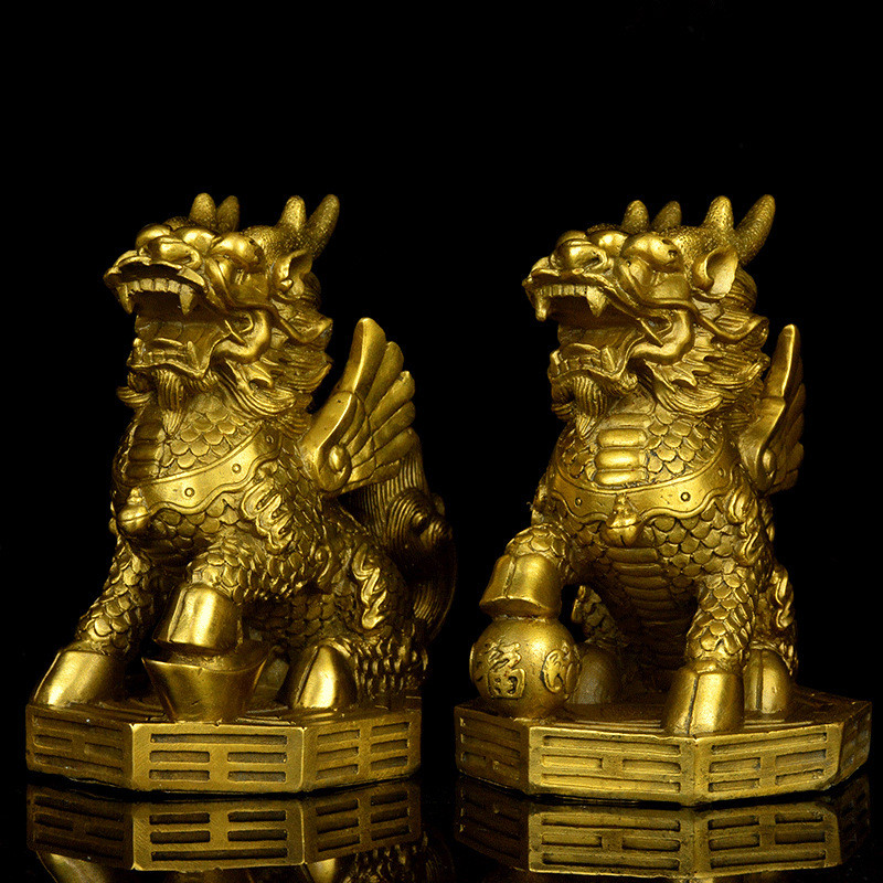 ทองเหลือง Kirin Stepping Gossip เครื่องประดับทองเหลือง Kirin เครื่องประดับคู่ทองแดง Kirin ขนาดใหญ่ G