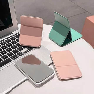 Crystal กระจกแต่งหน้า กระจกแต่งหน้าแบบพับได้ กระจกแต่งหน้าแบบพกพา กระจกพับได้แบบใช้มือถือ หนัง PU ขนาด พกพาสะดวก