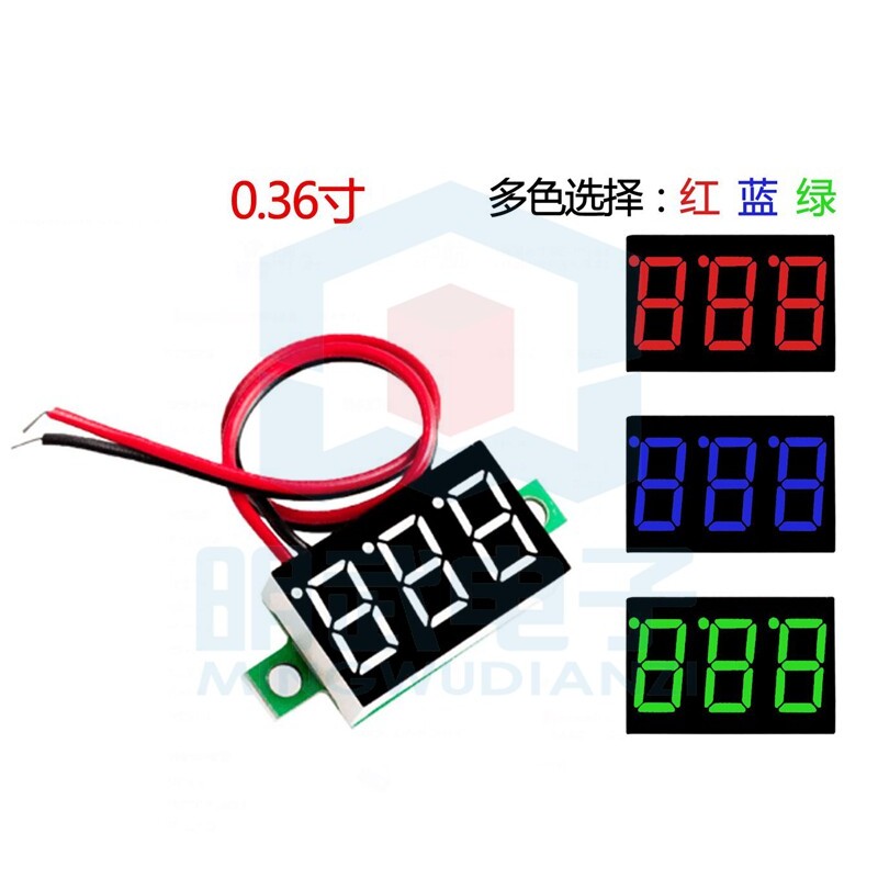 โวลต์มิเตอร์แบบสองสาย 1 ซม. DC4.5V30V DC โวลต์มิเตอร์หัวรถจักรยานยนต์โวลต์มิเตอร์ดิจิตอลจอแสดงผลเมตร