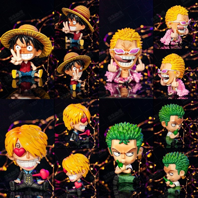 โมเดลฟิกเกอร์ Luffy ตุ๊กตาฟิกเกอร์ Roronoa Zoro Sanji Nami ขนาดเล็ก 8-10 ซม. สําหรับตกแต่งเค้ก เก็บสะสม DIY