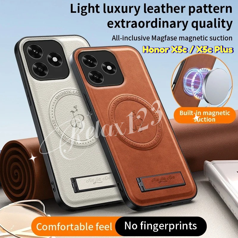 สําหรับ Honor X5c Plus 4G Magnetic Stand Holder PU หนังสําหรับ Honor X5C X5c Plus HonorX5c HONOR X5 