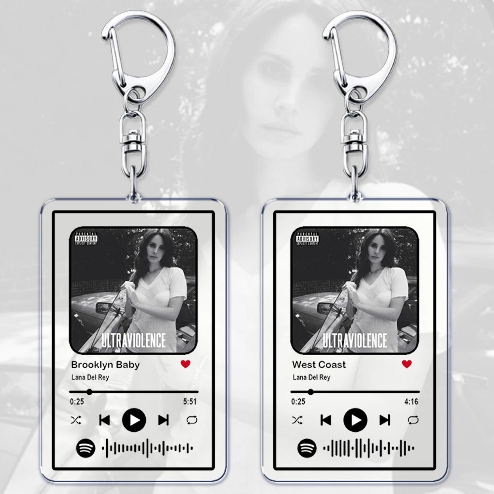 Lana Del Rey Spotify พวงกุญแจไมกาอะคริลิคใสพิมพ์ลาย Brooklyn Baby Ultraviolence ของขวัญตกแต่งกระเป๋า