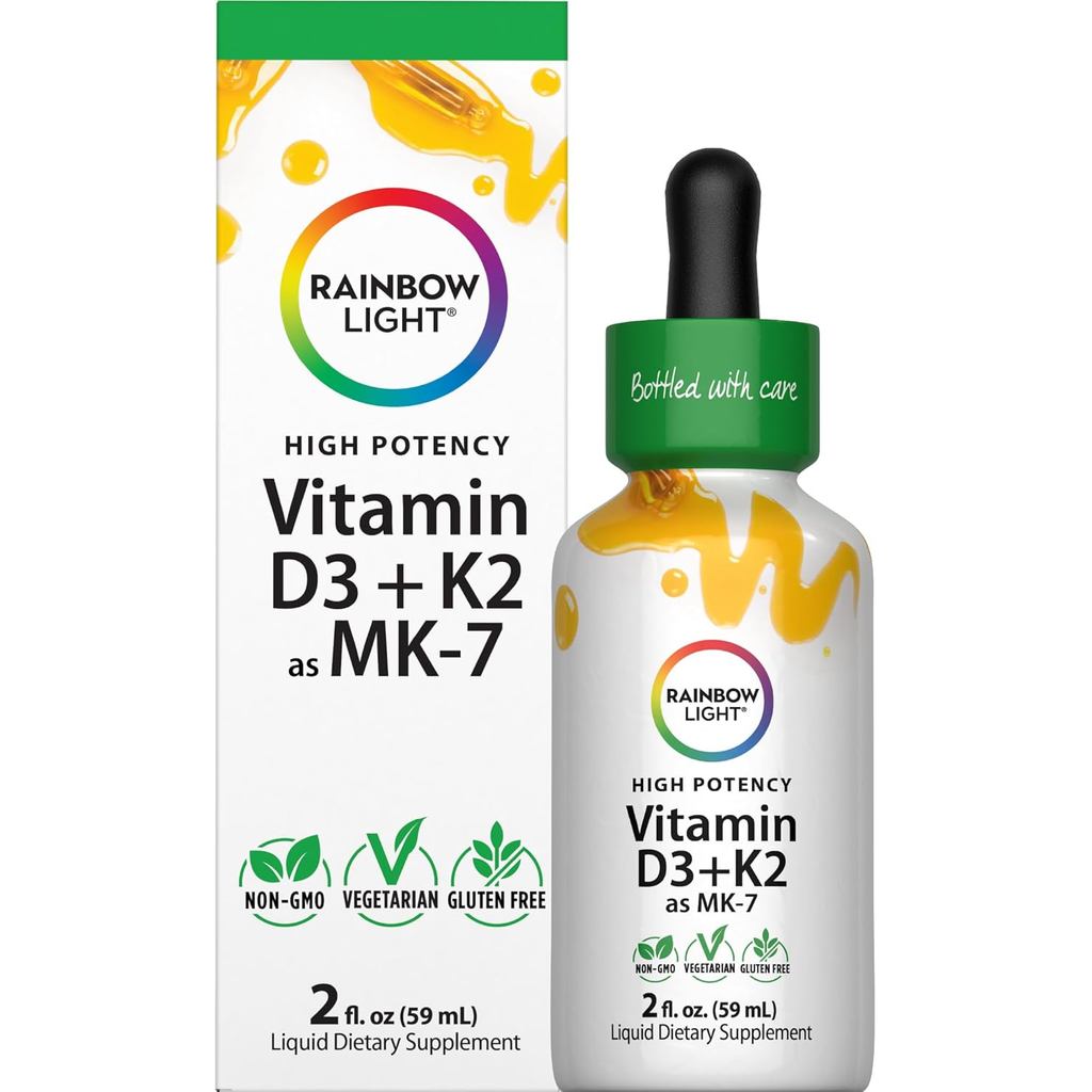 Rainbow Light Vitamin D3 + K2 as MK7 | 2 Fl Oz | 2,000IU Vitamin D | High Potency Formula | Vegetari
