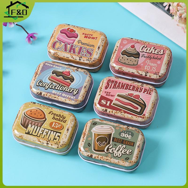 F&O 1/2/4PCS Flip Cover กล่องดีบุก Mini กล่องเหล็กสี่เหลี่ยมกล่องตกแต่งแบบพกพาขนาดเล็กกระป๋องเก็บ Candy Pills คลิปหนีบกระดาษสไตล์น่ารัก