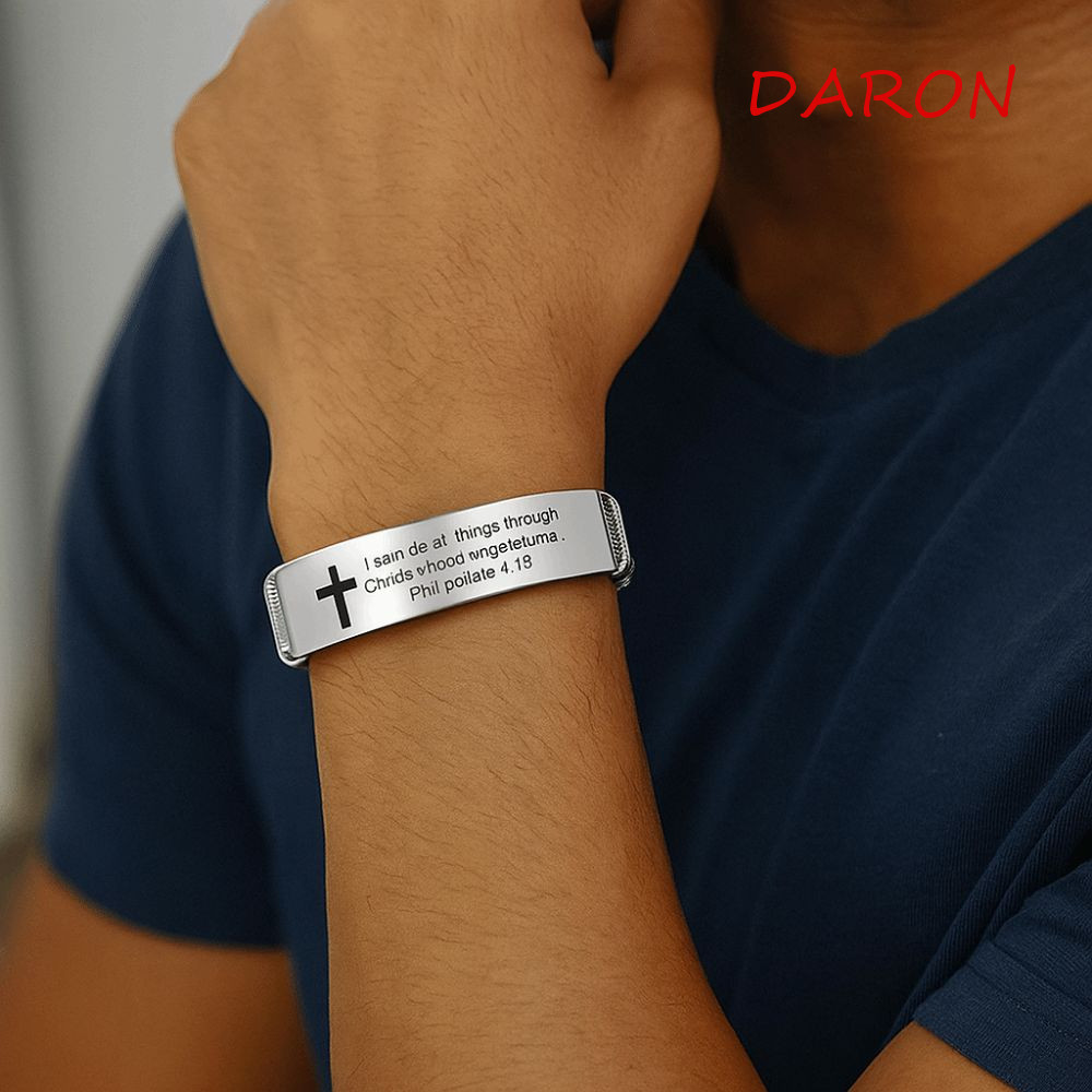 DARON คําคมสร้างแรงบันดาลใจ Braclets, สแตนเลส/PVC Bible Verse สร้อยข้อมือมิตรภาพครอบครัว, ง่ายปรับเง