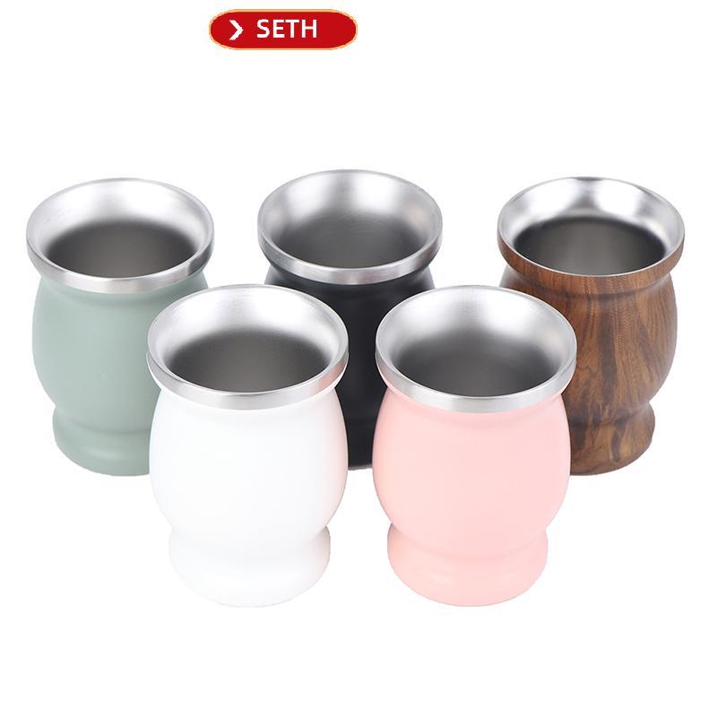 SETH Yerba Mate Cup 304 สแตนเลส 8oz Argentine Yerba Mate Gourd พร้อม illas Vary