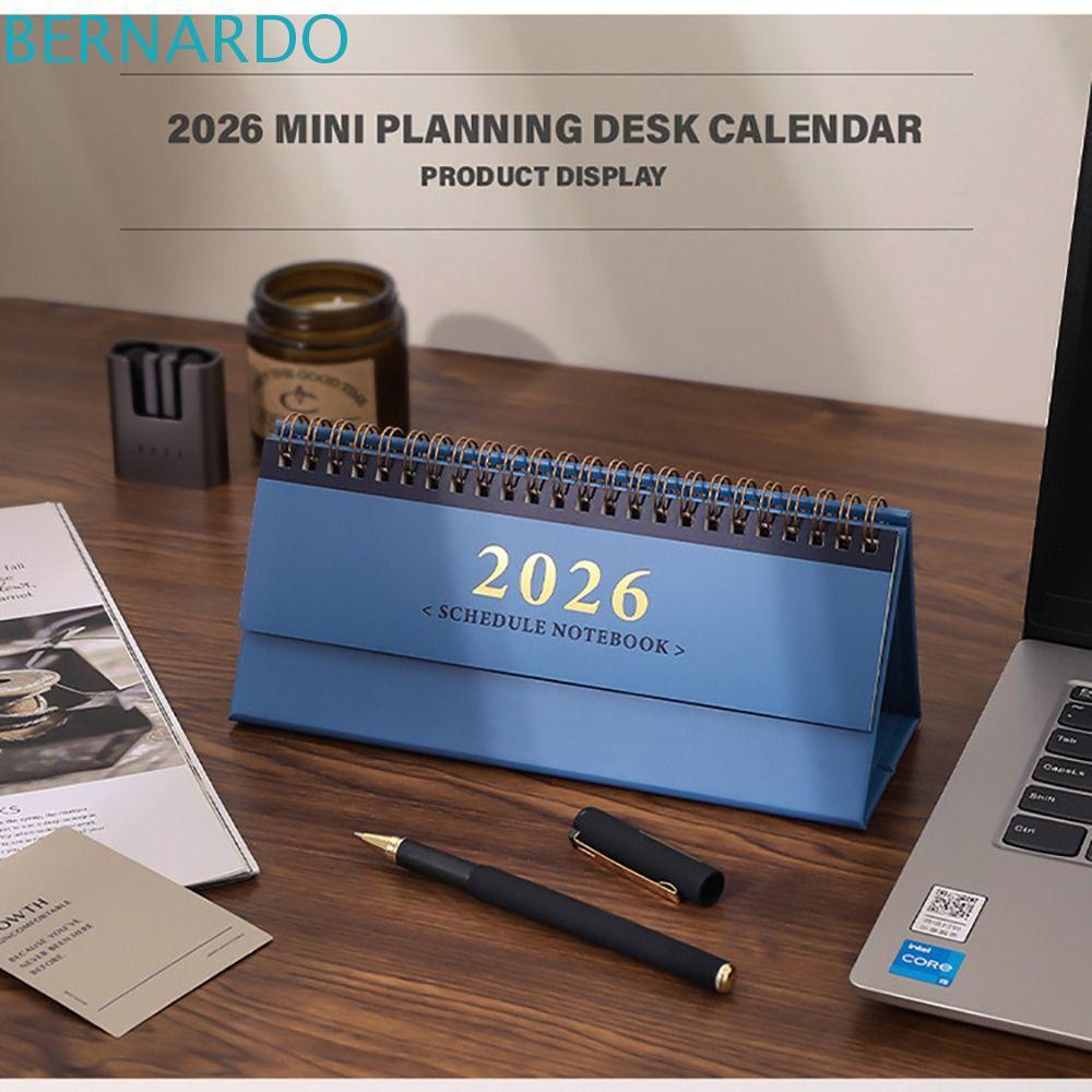 BERNARDO 2026 ปฏิทินตั้งโต๊ะ, เค้าโครงแนวนอน Minimalist Design 2026 Standing Flip Calendar, Spiral B