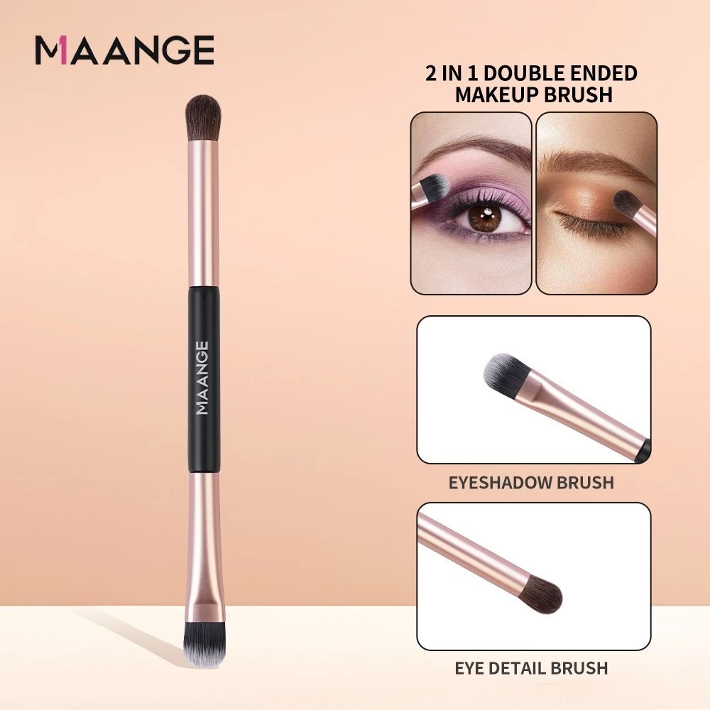 MAANGE แปรงแต่งหน้า 2 In 1 นุ่มและสะดวกการออกแบบแปรงอายแชโดว์สองหัวสําหรับแต่งหน้าตาต้องการ