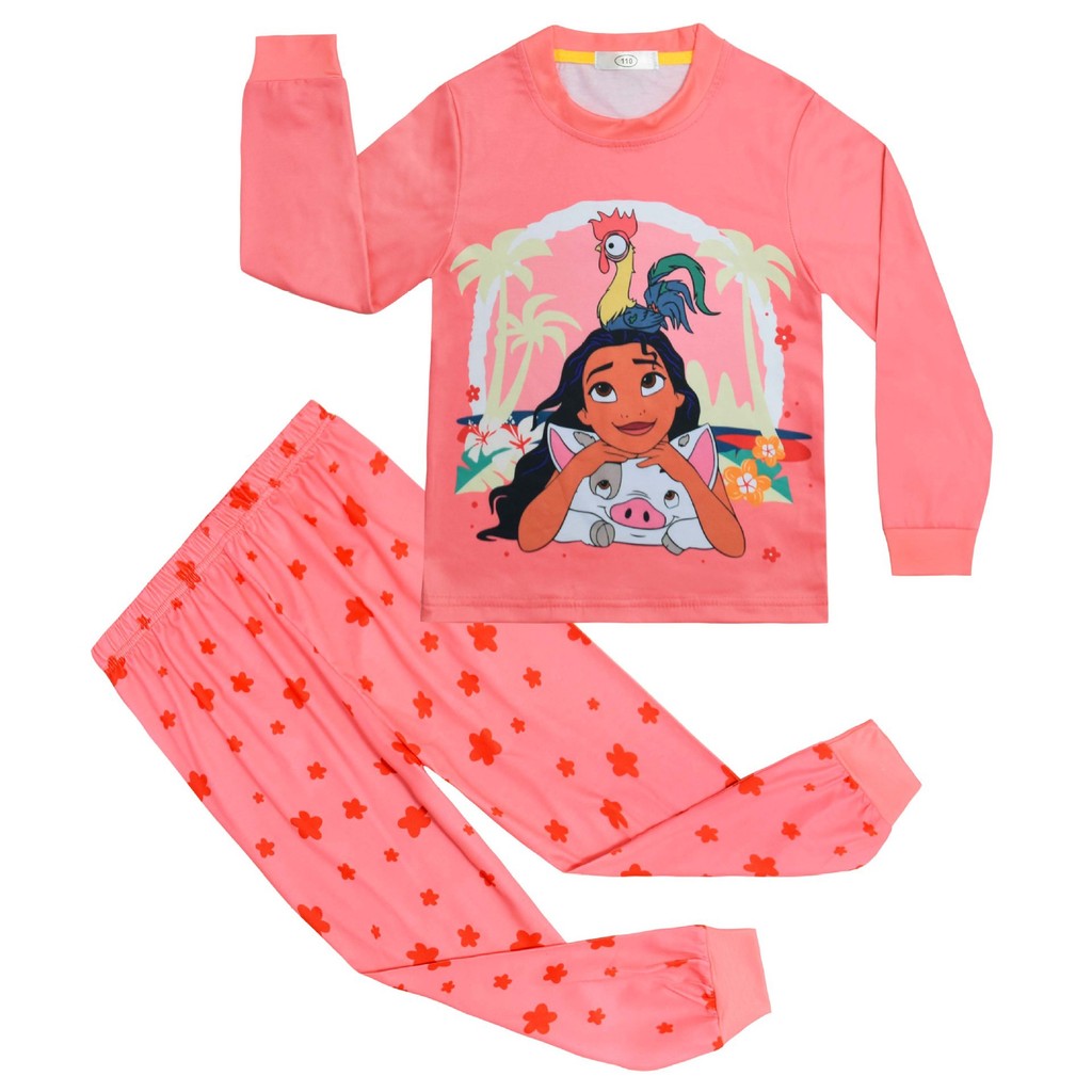 Moana2: Moana2: Ocean Romance Middle Big Childrens Homewear Suit แขนยาว+กางเกงชุดสูทสองชิ้น 81253