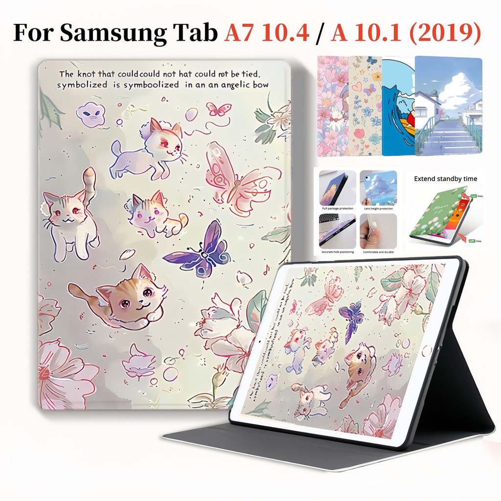 ผีเสื้อพิมพ์หนังสือสไตล์สําหรับ SAMSUNG Galaxy Tab A7 10.4 2022 2020 10.1 2019 Flip Stand Cover SM-T