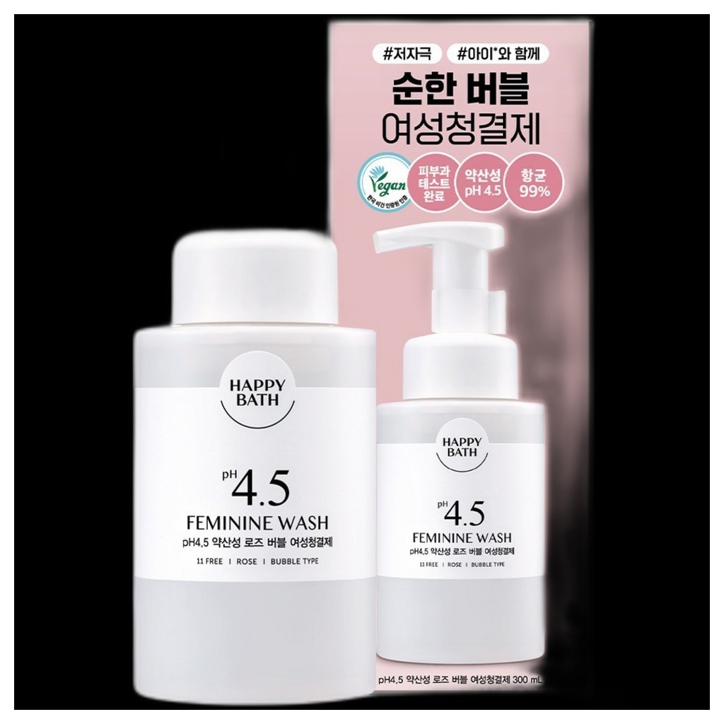 [happy bath] pH 4.5 Feminine Wash Rose Bubble, 300ml, 1 ชิ้น / Korean Feminine Wash / pH 4.5 Formula