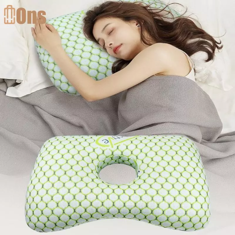 Ons ผ้าฝ้ายบรรจุหูเจาะหมอน Breathable Ergonomic หมอนรูหูแบบพกพาสบายต่างหูหมอนที่
