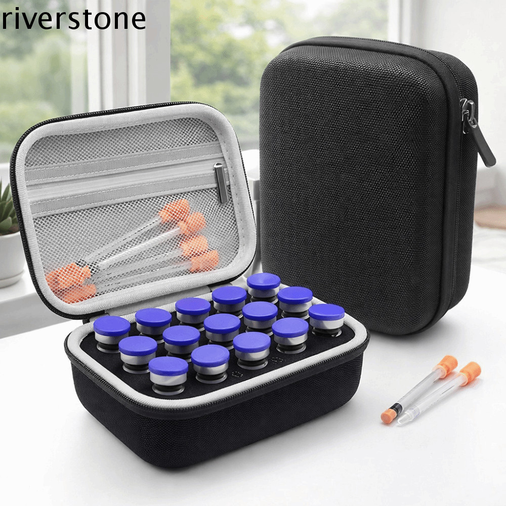 RIVERSTONE Insulin Vials Case, 15 Slot 10ML Vials Insulin Storage Box, Vials Storage Wear-resistant 