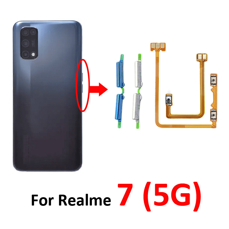 สําหรับRealme 7 5G RMX2111 โทรศัพท์ปุ่มปรับระดับเสียงใหม่Up Down ControlภายนอกKeyภายในFlexสายซ่อมสําหรับRealme 7