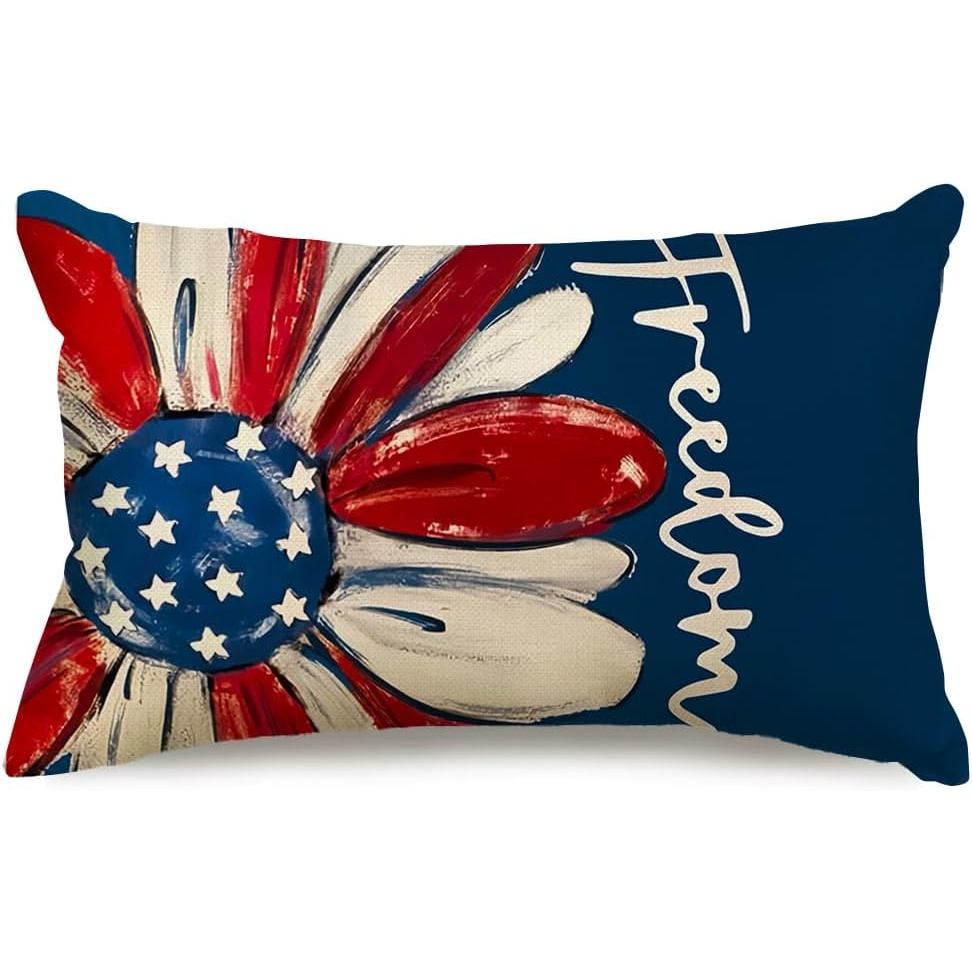 RABUSOFA 4th of July Patriotic Pillow Covers 12X20 นิ้ว,Freedom Memorial Day Fourth of July Pillow C