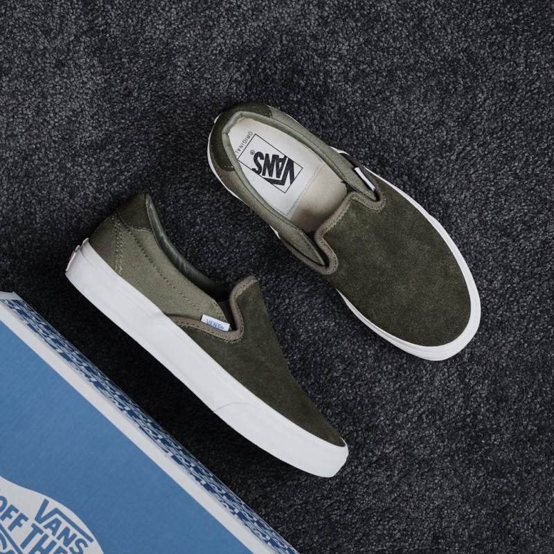 คลังสินค้าพร้อม Clearance Sales Vans Vault OG Slip-On Spliced Suede Loafers แฟชั่น PRO Casual Low Pr