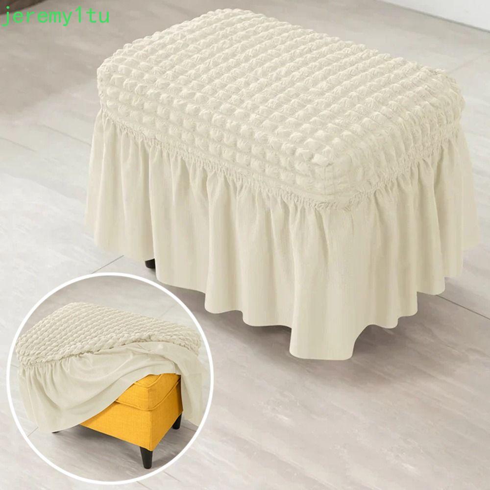 JEREMY Ottoman Cover, สีทึบ Seersucker สตูล, ตกแต่งที่นั่งฝุ่นยืด Universal Ottoman Protector โรงแรม