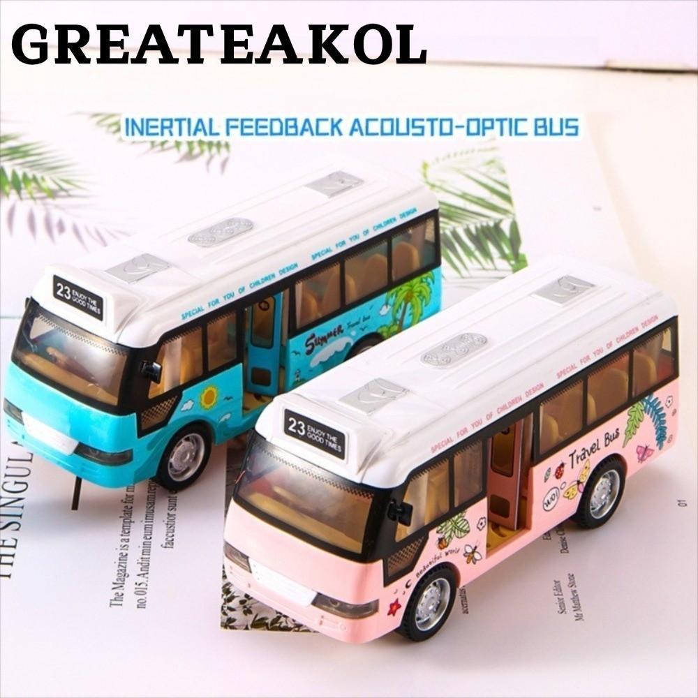 GREATESKOL School Bus รถของเล่น, มีไฟและเสียงเปิดประตูได้ City Bus รถของเล่น, พลาสติก Die Cast Inter