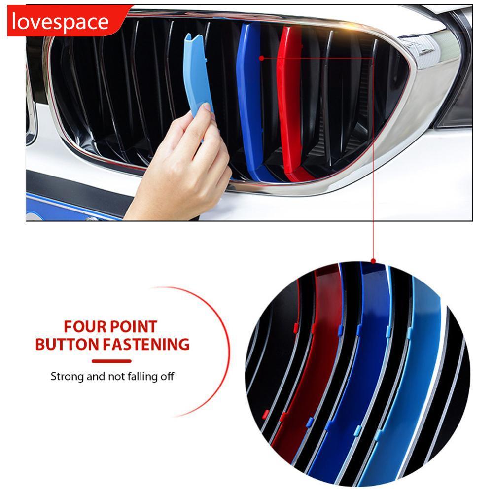 LOVESPACE 3 ชิ้น/เซ็ต M Power Car Racing ด้านหน้า Grille Trim แถบสําหรับ BMW E46 E90 E91 E92 E93 F30