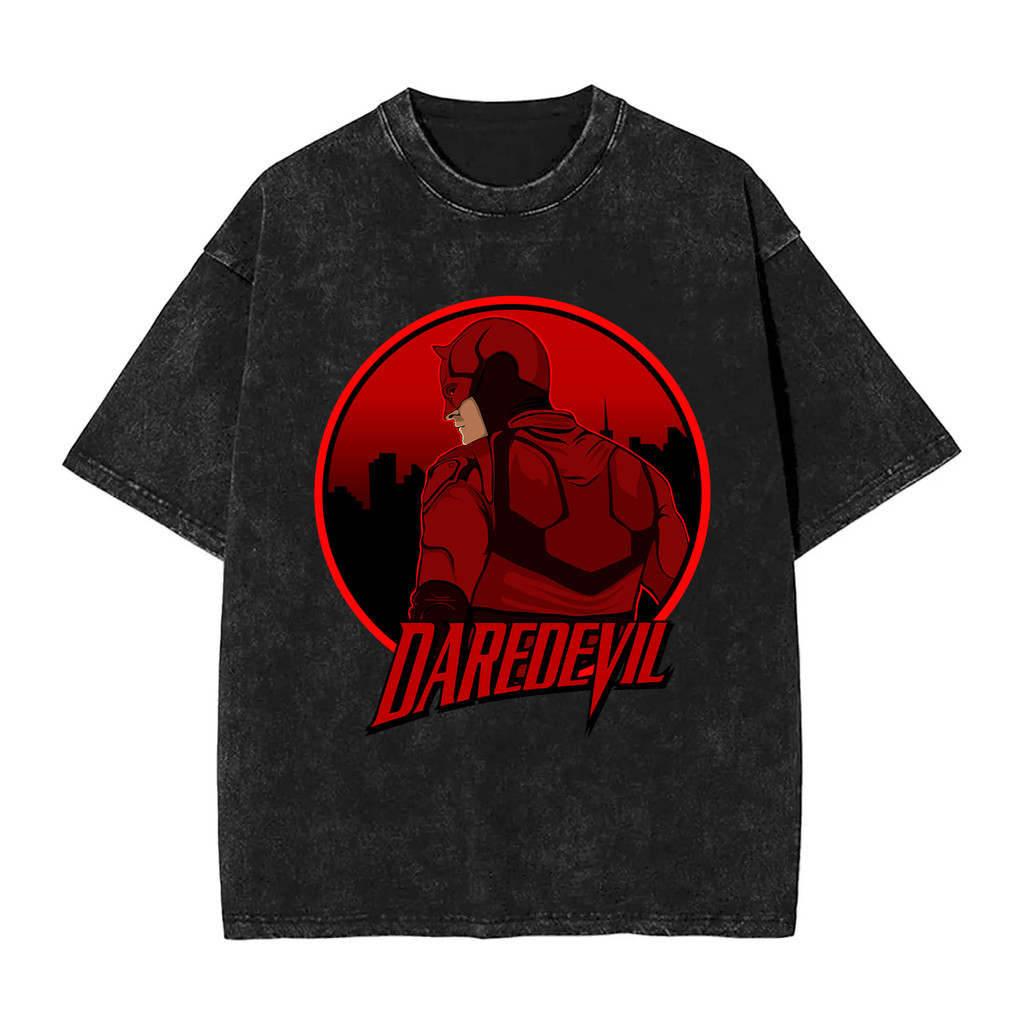 Marvel Daredevil และ The Kingpin กราฟิกแบบลายพิมพ์ ผ้าฝ้ายHeavyweight Short Sleeve เสื้อยืด