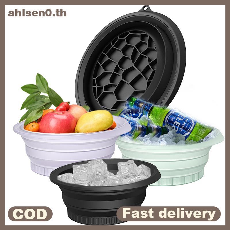 Ahlsen0 ชามขนาดใหญ่สําหรับ Face Ice Bath ชามน้ําแข็งพับได้ชามซิลิโคนสําหรับจุ่ม Face Ice Bath Ice Ba