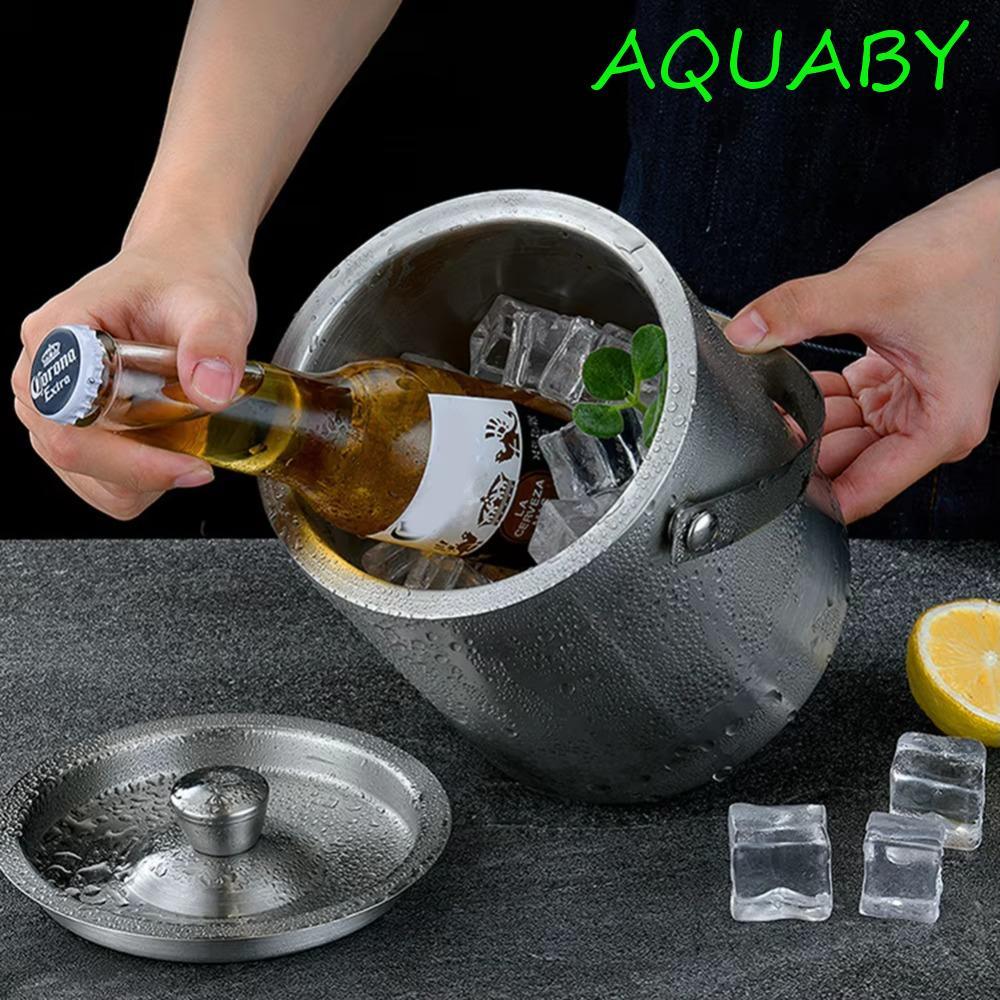 AQUABY ถังน้ําแข็งฉนวนพร้อมฝาปิดสแตนเลสถังเบียร์ Cooler, Barrel Double Wall 1.4/2/3 L ถังน้ําแข็ง Chilling Party