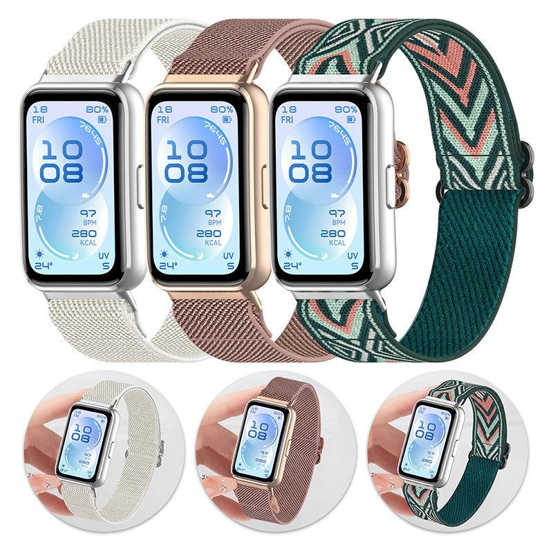 สายรัดไนลอนยืดหยุ่นสําหรับ Huawei Band 11 /11 Pro Scrunchie สายรัดข้อมือเข็มขัดสร้อยข้อมืออุปกรณ์เสริมสําหรับ Smartwatch Huawei Band 10 9 8