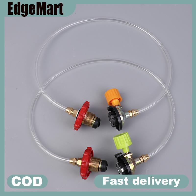 Edgemart อะแดปเตอร์เติมแก๊สเตาแก๊สตั้งแคมป์วาล์วเติมแก๊สเตาก๊าซอุปกรณ์เสริมวาล์วเติมลม