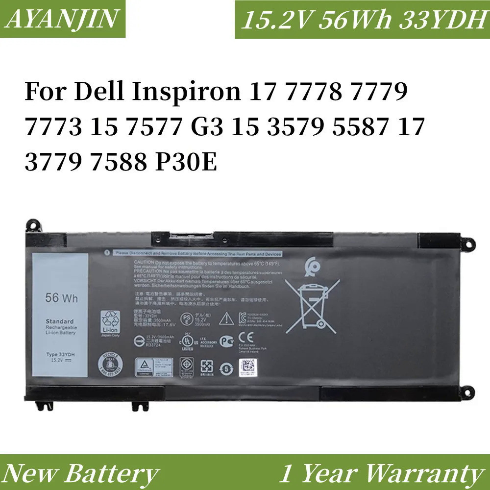 15.2V 56WH 33YDH DELL Battery For Dell Inspiron 15 7577 7588 17 7773 7778 7779 7786 G3 3579 5587 377