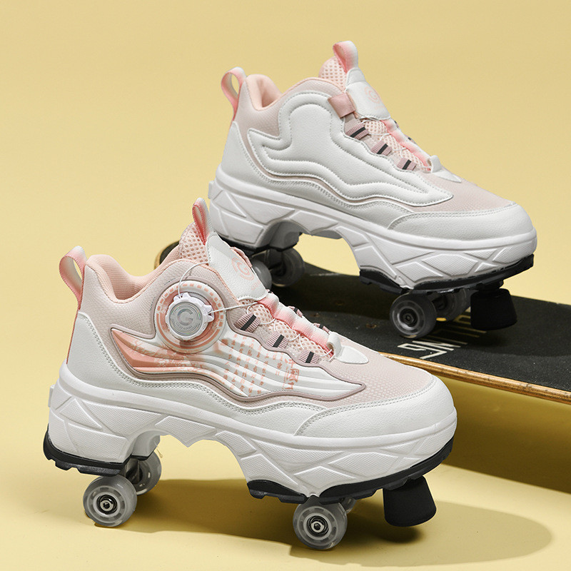 Roller Skates Runaway รองเท้าเสียรูปสี่ล้อ Dual-ใช้ Roller Skates คู่แถว Runaway รองเท้า Roller Skat