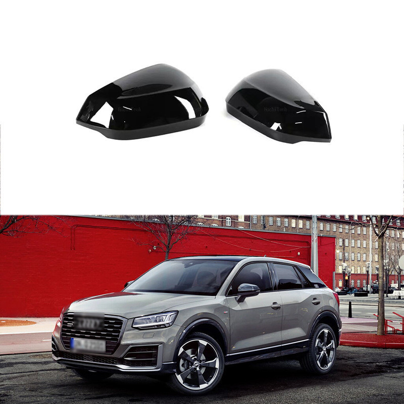 เหมาะสําหรับ 19-21 Audi Q2 Q3 Q2L Q3L ฝาครอบกระจกย้อนกลับสีดําสดใสกระจกมองหลังกรอบสะท้อนแสงคุณภาพสูง