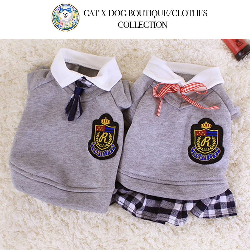 เสื้อผ้าลูกแมวขนาดเล็ก แฟชั่นสัตว์เลี้ยงเก๋ไก๋เกาหลี: กระโปรงสุนัขสไตล์โรงเรียนและชุดคู่รักแมว, อุปกรณ์สัตว์เลี้ยงที่จําเป็น