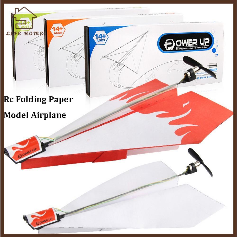 YELGIRL DIY Motor Power Plane, Red & White Paper & Plastic Airplane Rc Folding Paper Model, ชาร์จ Re