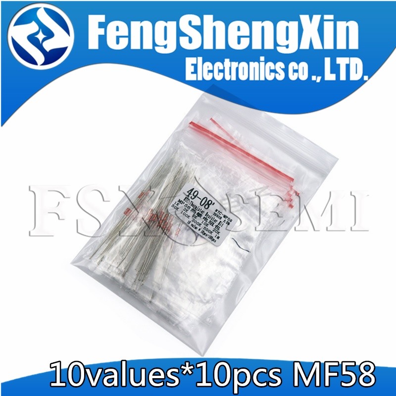 10 ค่า*10 ชิ้น = 100 ชิ้น MF58 NTC Thermistor Resistor Kit NTC-MF58 1K 2K 5K 10K 20K 50K 100K 200K 5