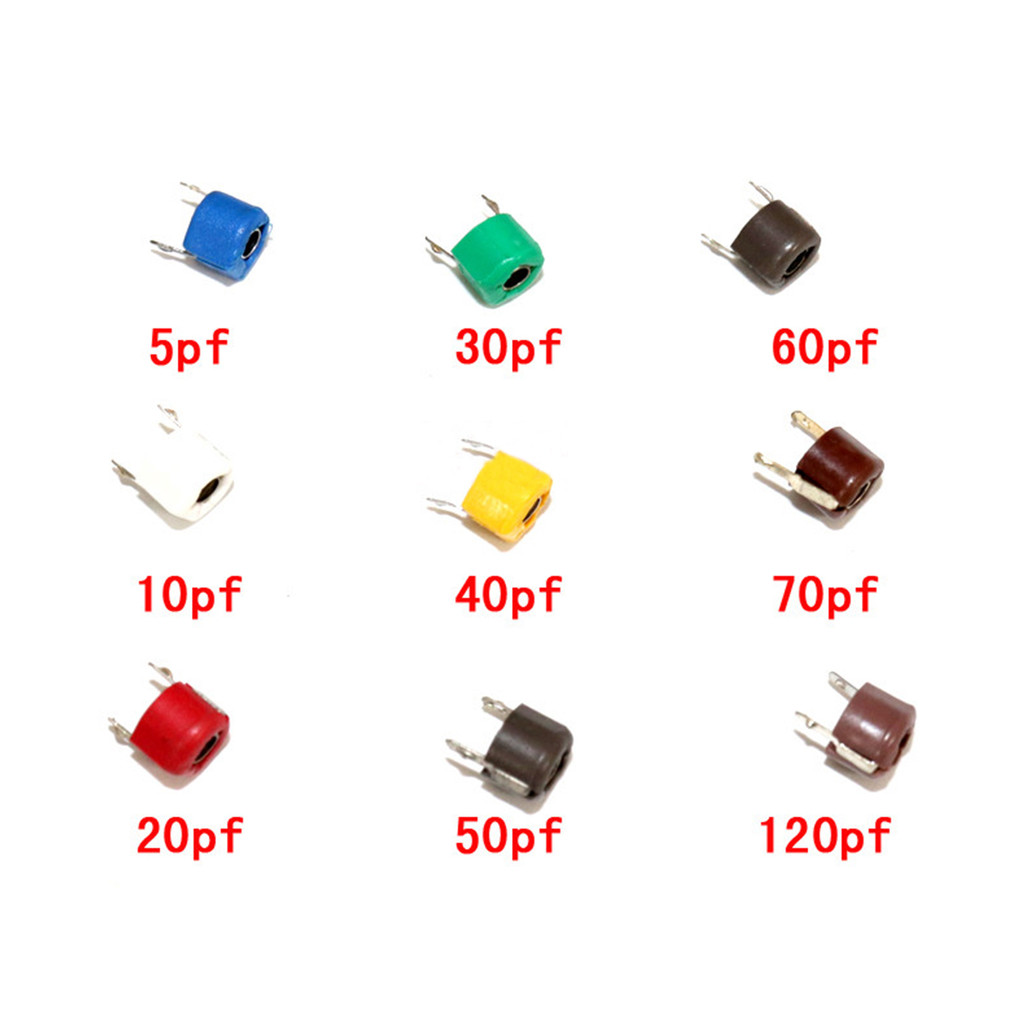 45pcs Variable Trimmer capacitor ชุดสารพัน JML06 5pf 10pf 20pf 30pf 40pf 50pf 60pf 70pf 120pf ตัวเก็