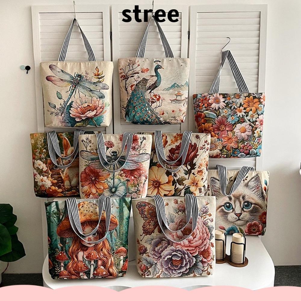 กระเป๋าสะพาย.Canvas totebag กะทัดรัดดีไซน์การ์ตูนน่ารัก พิมพ์ลายแฟชั่น ความจุขนาดใหญ่สำหรับถือและสะพาย กระเป๋าสะพายข้างผู้หญิง