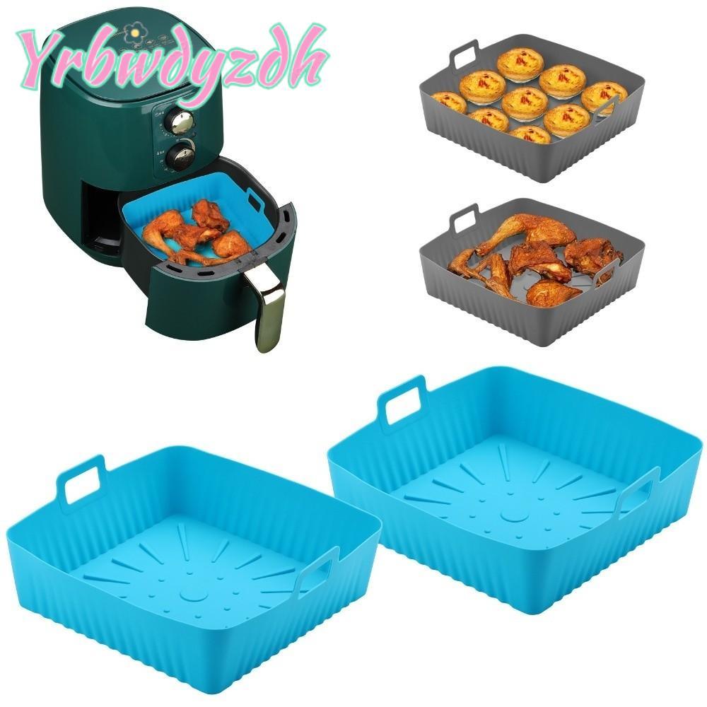 YRBWDYZDH ถาดอบ, ซิลิโคนพร้อมที่จับ Air Fryer Liners, ทนความร้อนได้ 9" ขนาดใหญ่ Air Fryer Mat สําหรั