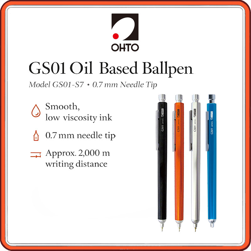 OHTO Grand Standard GS01 Needle-Point 0.7 mm Refillable Aluminum Ballpoint Pen – Smooth Click Action