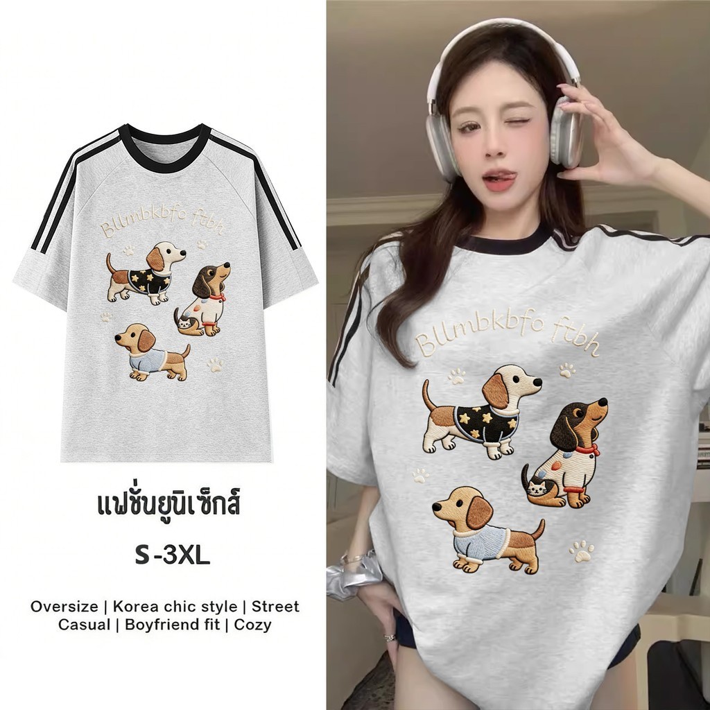 TeeTwoOne  เสื้อแฟชั่น ใส่สบาย เสื้อยืดแขนสั้น “Bllmbkbfo ftbh” ผ้านิ่ม OVERSIZE แฟชั่น ผ้าฝ้าย 100%เสื้อยืดผู้หญิง ราคา ถูกที่สุด ดีลบีเคเค แกลเลอรีภาพที่ 3