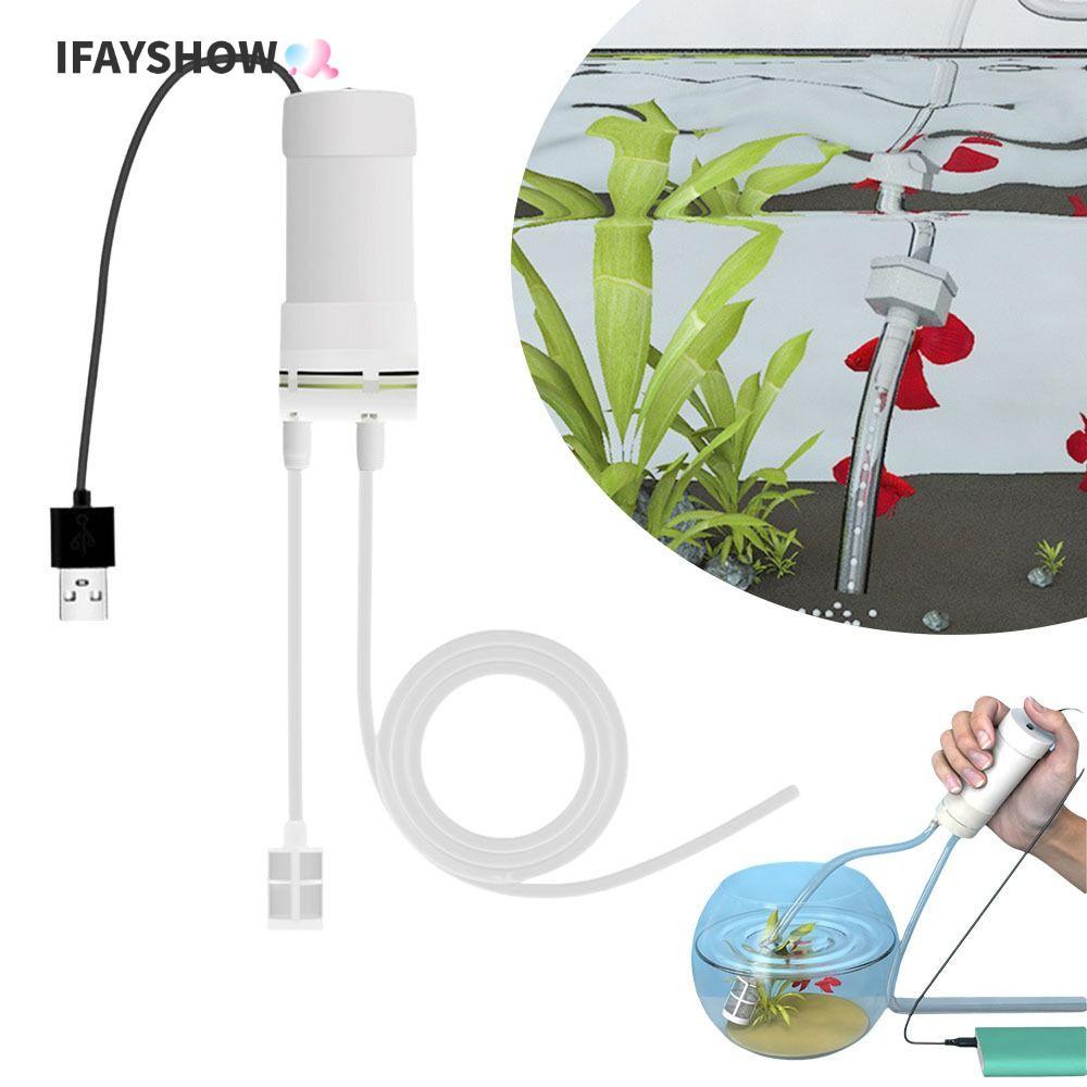 IFAYSHOW Self Priming ปั๊ม, Mini USB Fish Tank Water Changer, ทนทาน 5V 2A ไฟฟ้าดูด Aquarium เครื่องม