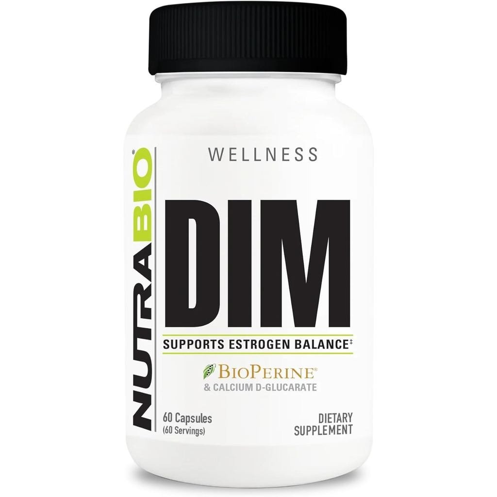 NutraBio DIM Supplement 100 มก. - 60 แคปซูล สำหรับการควบคุมระดับ estrogen
